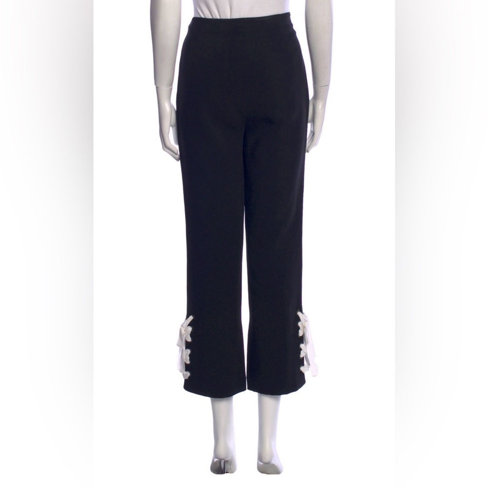 Cinq a Sept Black Cropped Wide Leg Pants with Contrasting Lace Up Detail - Picture 2 of 9